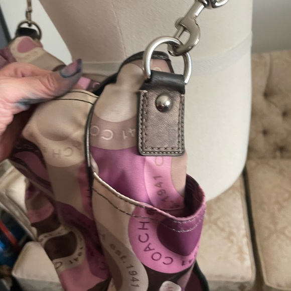 Coach Signature Snaphead Pink Purple Brown Diaper Baby Messenger Bag - Picture 8 of 8